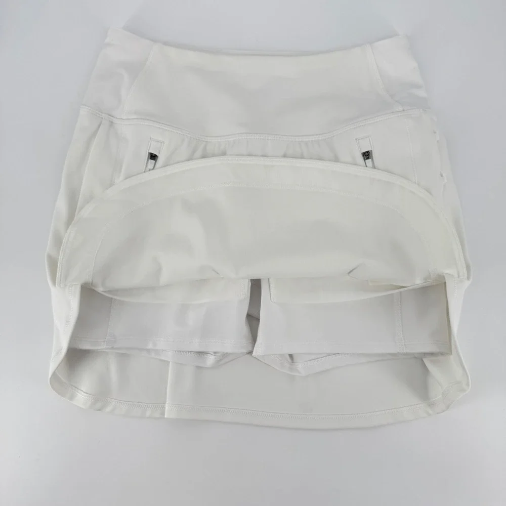 Athleta Fairway Golf Skort 16 White Small Active Tennis Skirt Zipper Pockets